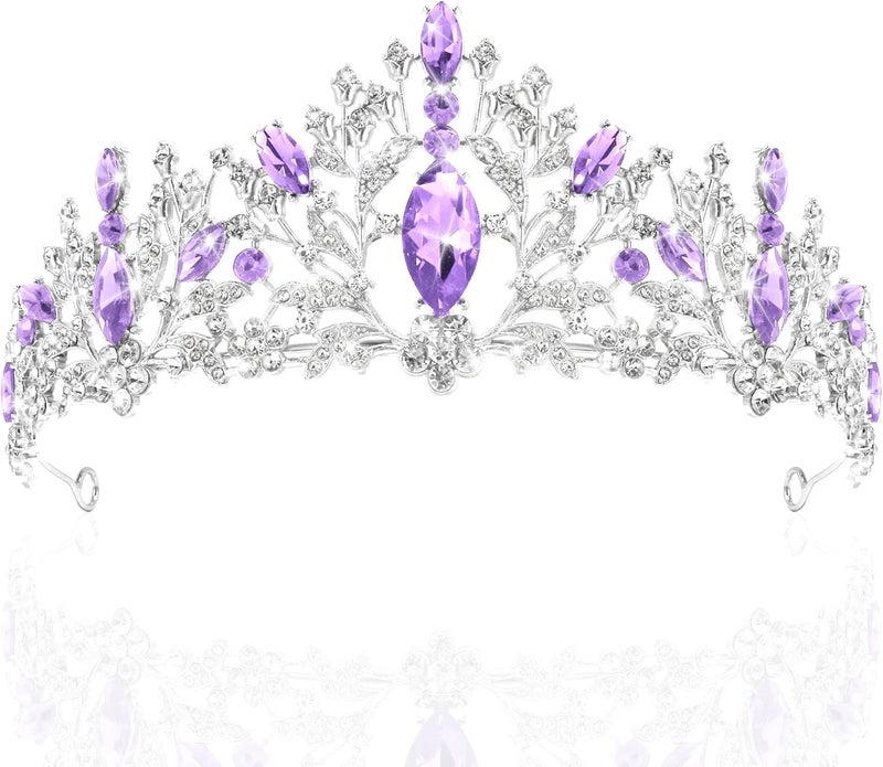 TAROSE Crowns for Women, Queen Crystal Gold Silver Tiaras with White Rhinestone and Combs, Goddess Crown for Wedding Bride Birthday Princess Bridal Shower Hair Accessories for Women - Image 1